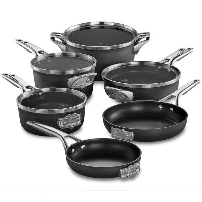 Calphalon Premier Space-Saving Hard-Anodized Nonstick Cookware, 10-Piece Pots and Pans Set