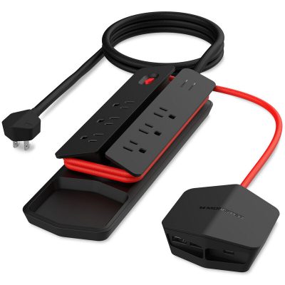 Monster Cable Power Center Vertex 6AC + 3 USB Hub (2.14amp 2 USB-A, 20W 1 USB-C) 6ft Cord 3000J Surge Protection - Black