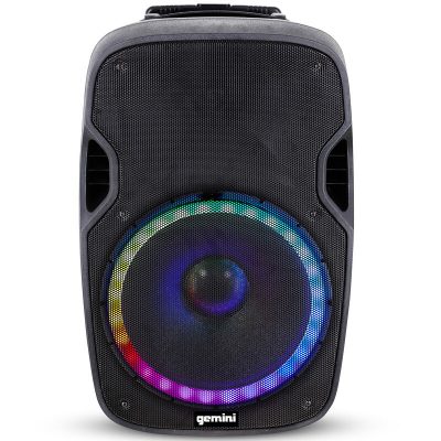 Gemini High Power 15" LED Bluetooth Party Speaker Bundle - Black