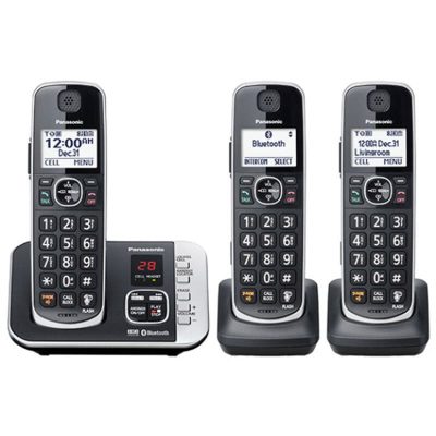 Panasonic 3 Handset Cordless Phone - Metallic Black