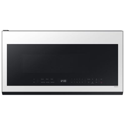 Samsung Bespoke 30 in. 2.1 cu. ft. Over-the-Range Smart Microwave with 10 Power Levels, 400 CFM & Sensor Cooking Controls - White Glass