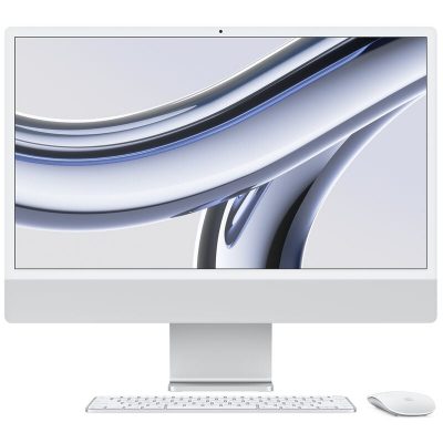 Apple iMac 24" (Late 2023) with Apple M3, 4.5K Retina Display, 8GB RAM, 512GB SSD, 8-core CPU, 10-core GPU, Silver
