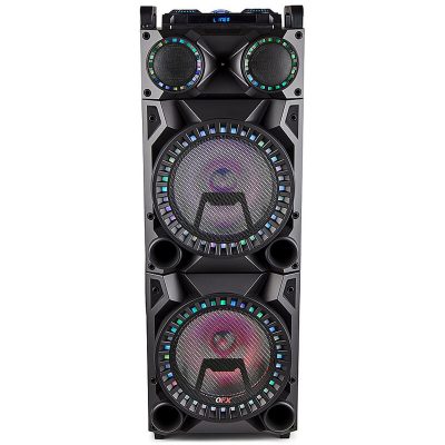 QFX Bluetooth High-Powered Portable Rechargeable Speaker with LED Party Lights - Black