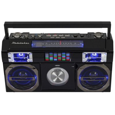 Studebaker SB2145 80's Retro Street Portable Bluetooth Boombox with FM Radio, CD Player, LED EQ and 10 Watts RMS Power