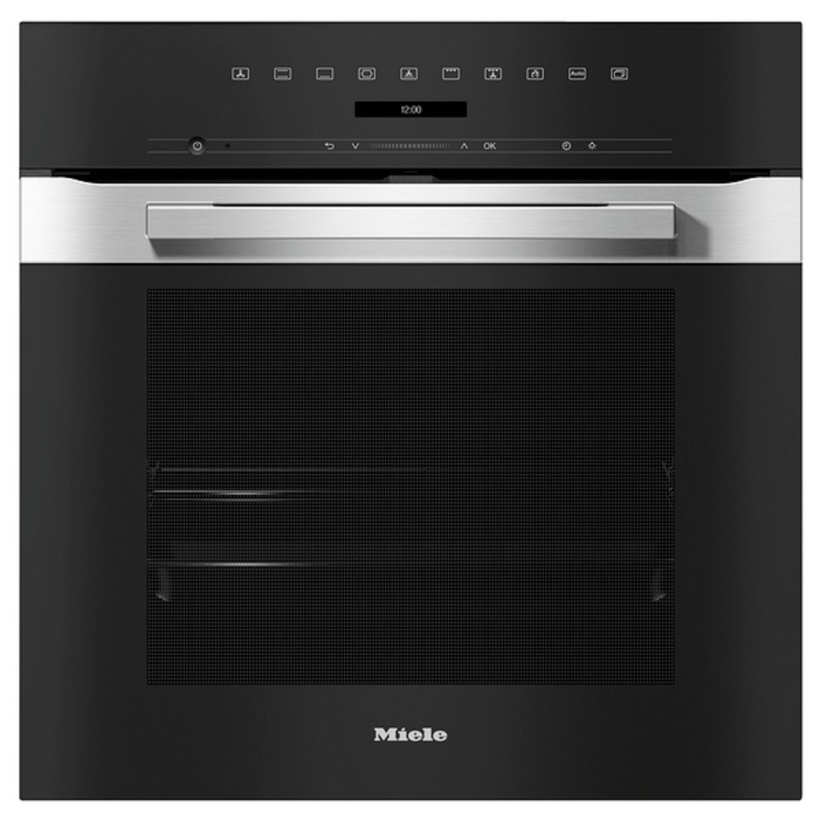 Miele H7464BP PureLine – 60cm Built-In Pyrolytic Oven | TouchDisplay, MoisturePlus Steam Assist, Wireless Food Probe, Automatic Programmes – Black Glass & CleanSteel