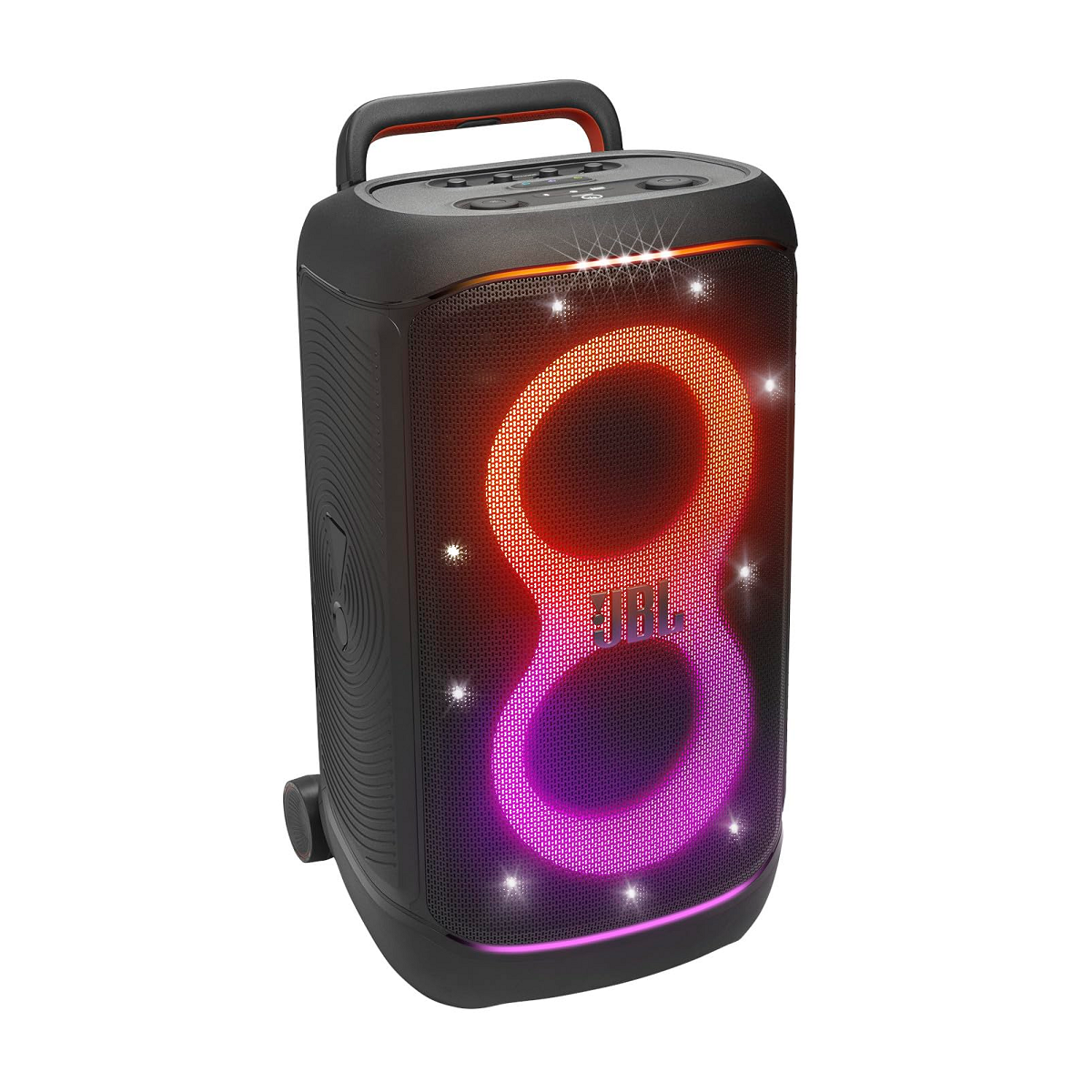 JBL PartyBox Ultimate – Multi-Purpose Party Speaker | Wi-Fi & Bluetooth, Massive Sound, Full-Panel Lightshow, IPX4 Splashproof, Dual Mic & Guitar Inputs, Heavy-Duty Wheels – Black